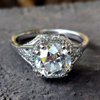 Art Deco engagement ring with intricate detailing, showcasing a stunning vintage design.