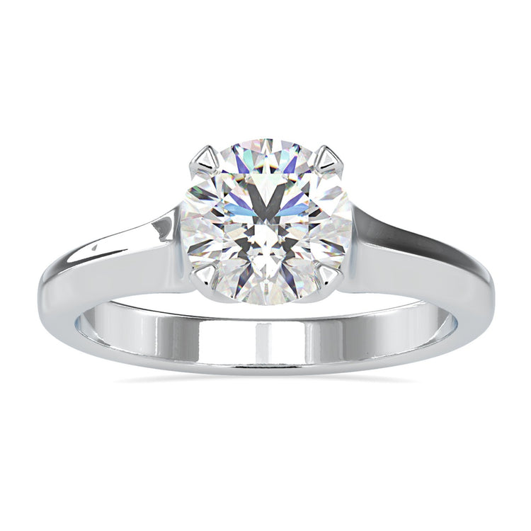 Round diamond engagement ring with a classic solitaire setting.