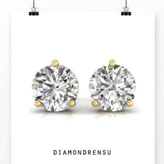 Radiant martini diamond stud earrings, showcasing diamondrensu earrings craftsmanship.