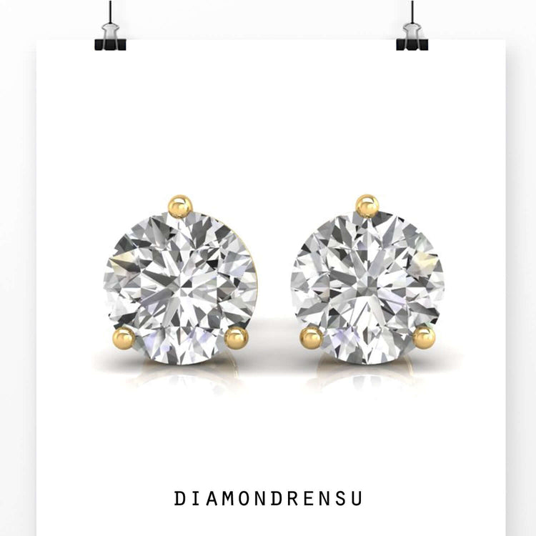 Radiant martini diamond stud earrings, showcasing diamondrensu earrings craftsmanship.