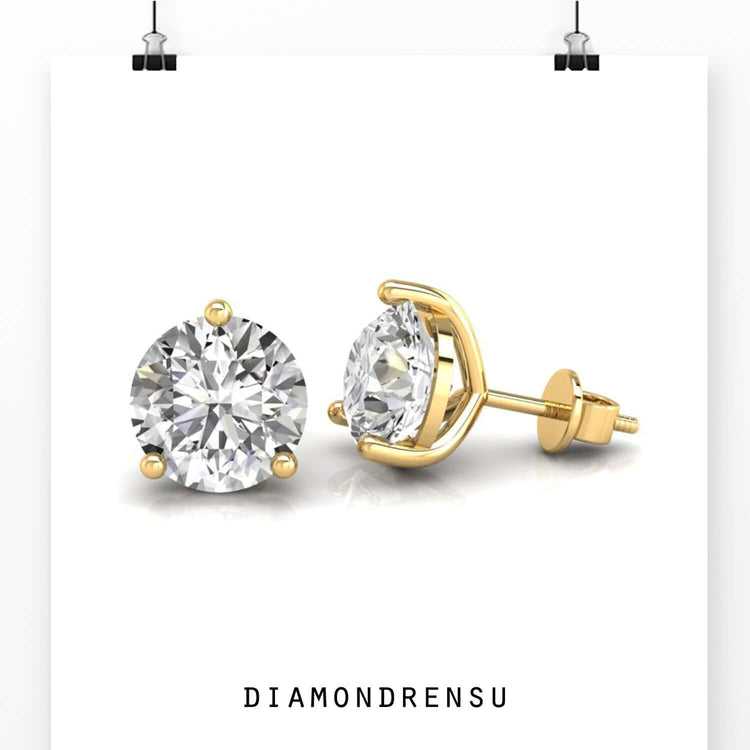 Sophisticated round stud earrings with Lab Grown Diamond, IGI certified for quality.