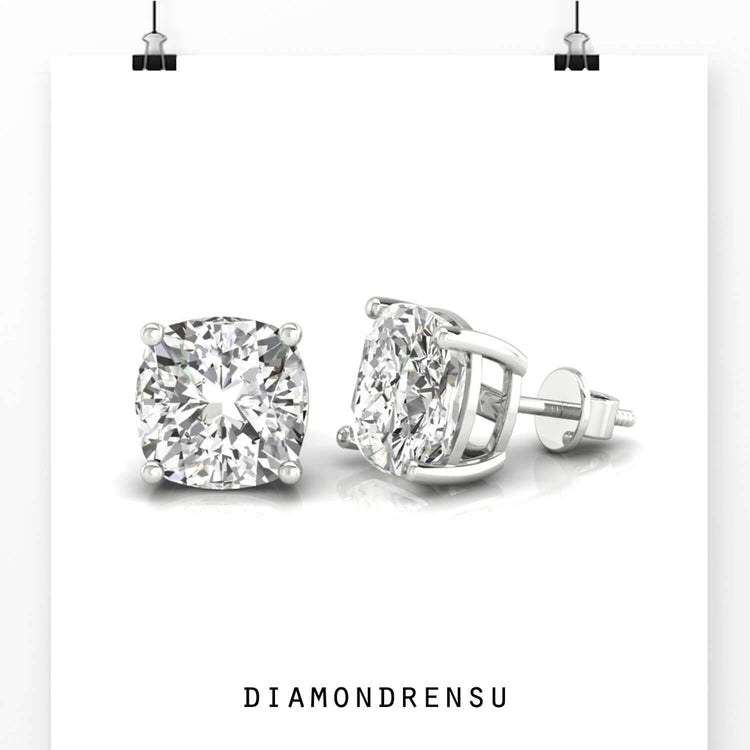 Dazzling earring cushion design with Lab Grown Diamond for sustainability and style.
