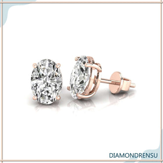 Classic oval earrings diamond, set in a 4 prong earring design, perfect for any occasion.