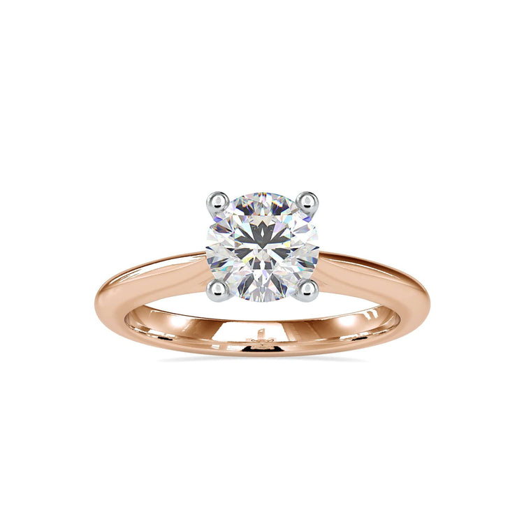 Cathedral engagement ring with a round cut diamond, crafted by hand using ethically sourced lab-grown diamonds.