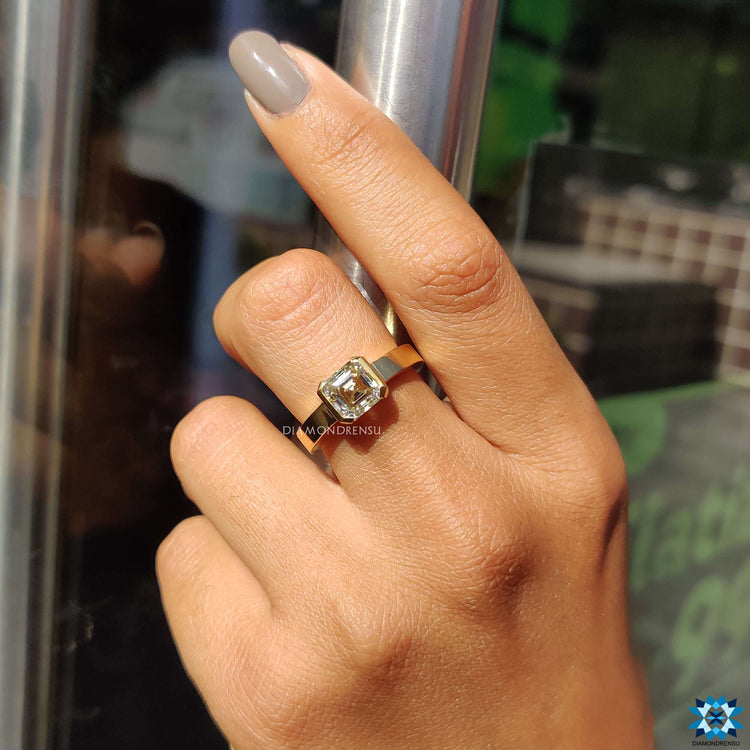 A classic moissanite solitaire ring, a perfect choice for everyday wear.