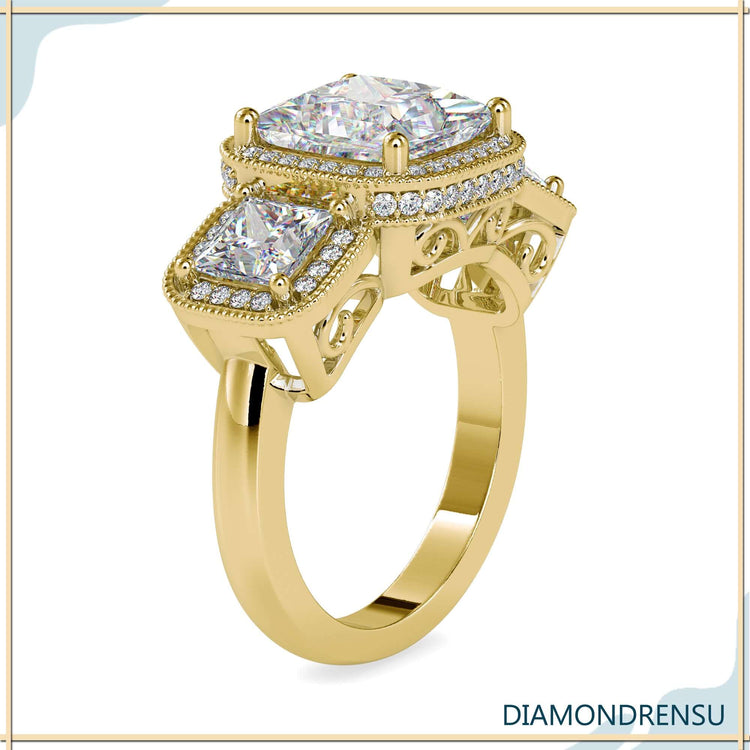 Prong setting ring featuring a 2 carat princess cut diamond