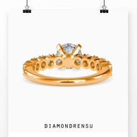 Stunning pave diamond engagement ring featuring a 4 prong setting for added elegance.