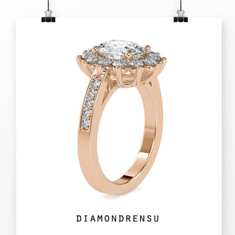 Channel set engagement ring featuring a beautiful row of diamonds for a classic look.