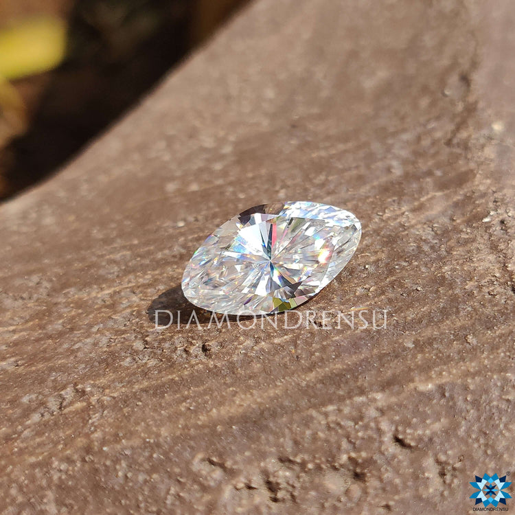 Moval Cut Moissanite available in 3.43 carat Moissanite format from Diamondrensu.