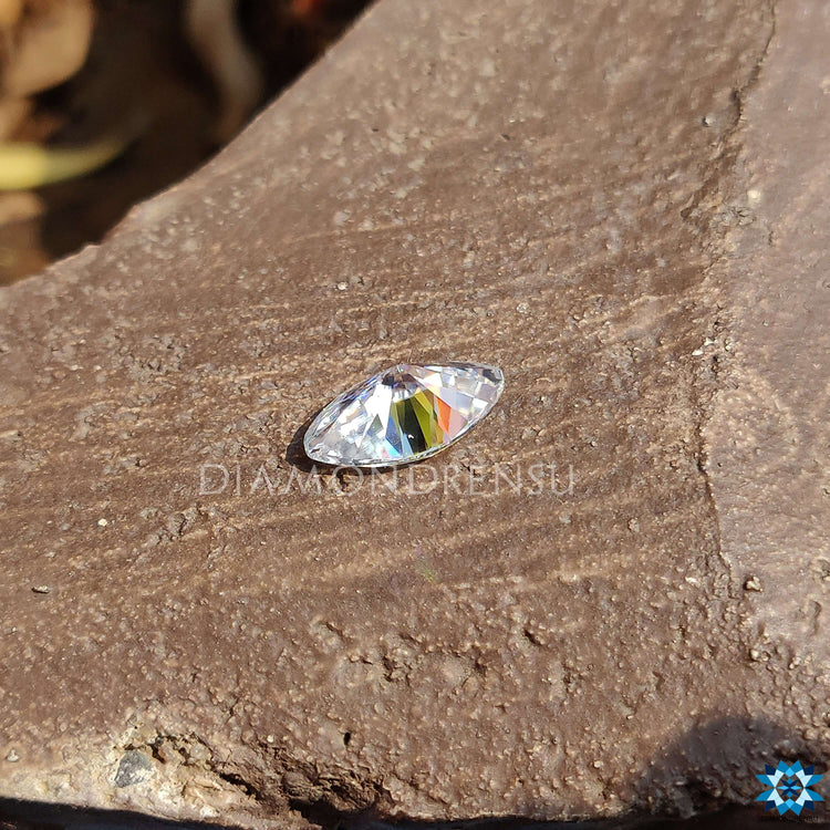 Loose Moissanite stone cut as Moval Cut Moissanite for personalized jewelry designs.