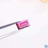Emerald cut gemstone pink tourmaline birthstone.