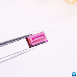 Emerald cut gemstone pink tourmaline birthstone.