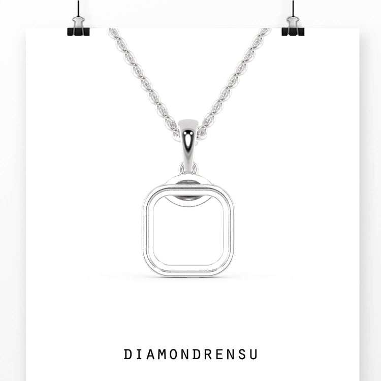 The diamond accented pendant shines with added brilliance.