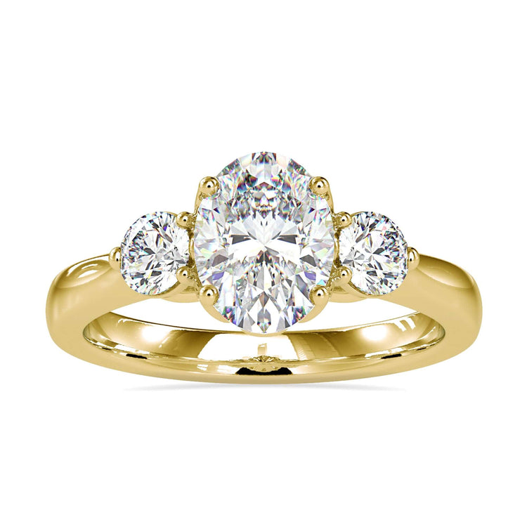 Oval three stone engagement ring with stunning diamonds for timeless beauty.