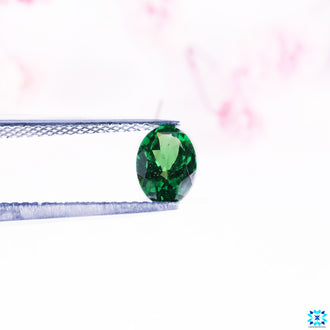 Green gemstone crafted as oval cut gemstones.