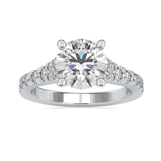 2 carat round diamond ring with a classic basket setting