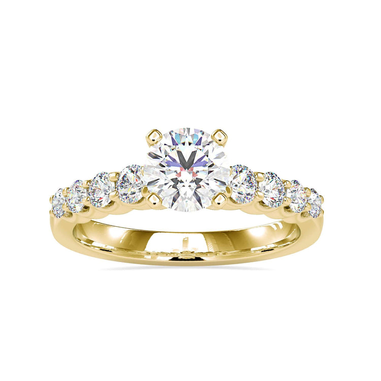 Timeless pave round diamond ring with a secure prong setting for maximum sparkle.