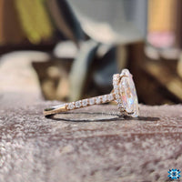 Hidden Halo Setting oval cut moissanite Round Cut Side Stones