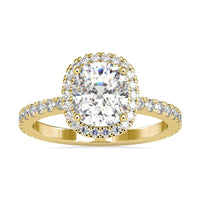 Cushion halo engagement ring with brilliant sparkle and elegance.