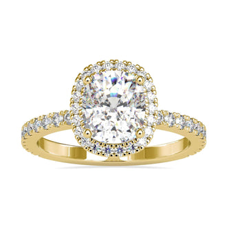 Cushion halo engagement ring with brilliant sparkle and elegance.