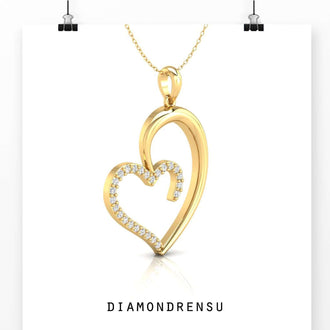 Round pendant with diamonds and a heart motif, made with a unique design and perfect for gifting.