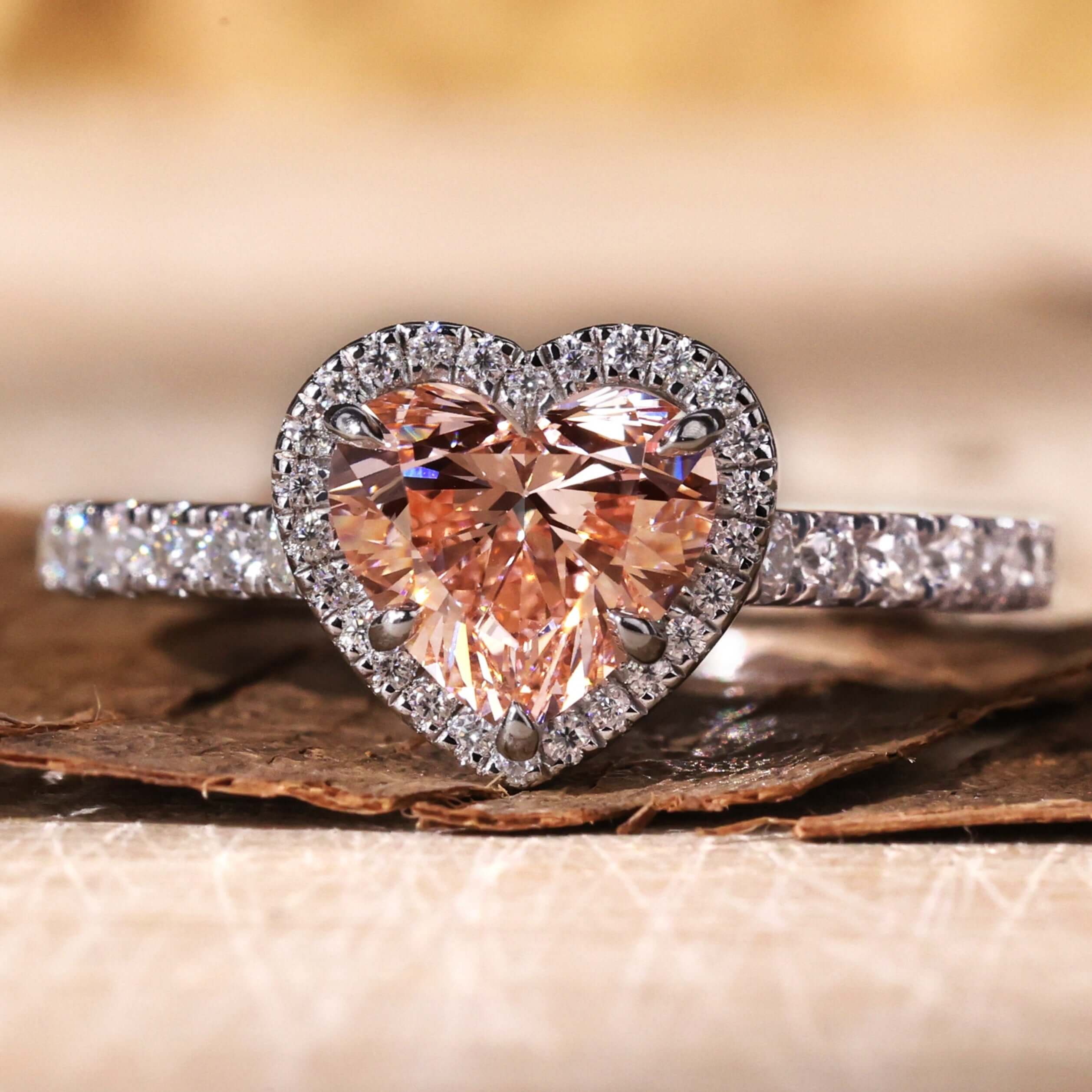 Fancy Intense Pink Heart Lab Grown Diamond Engagement Ring