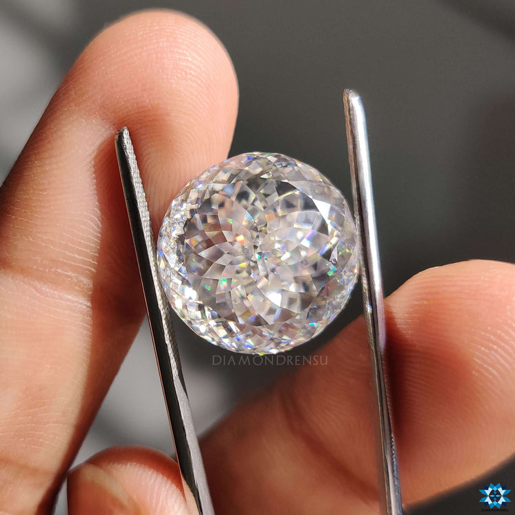 Moissanite antique cut matches antique portuguese cut moissanite.