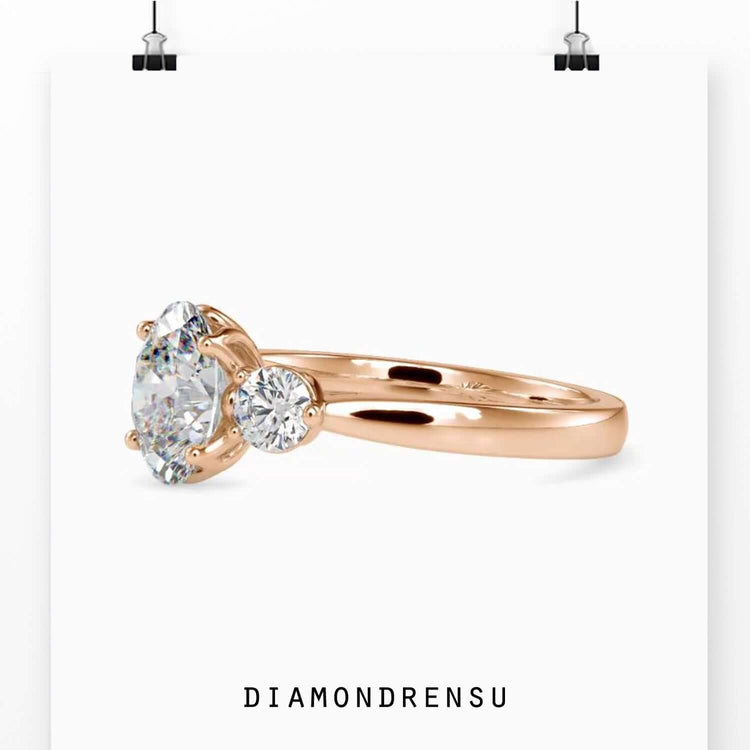 Oval engagement ring with a sleek design and radiant diamond brilliance.