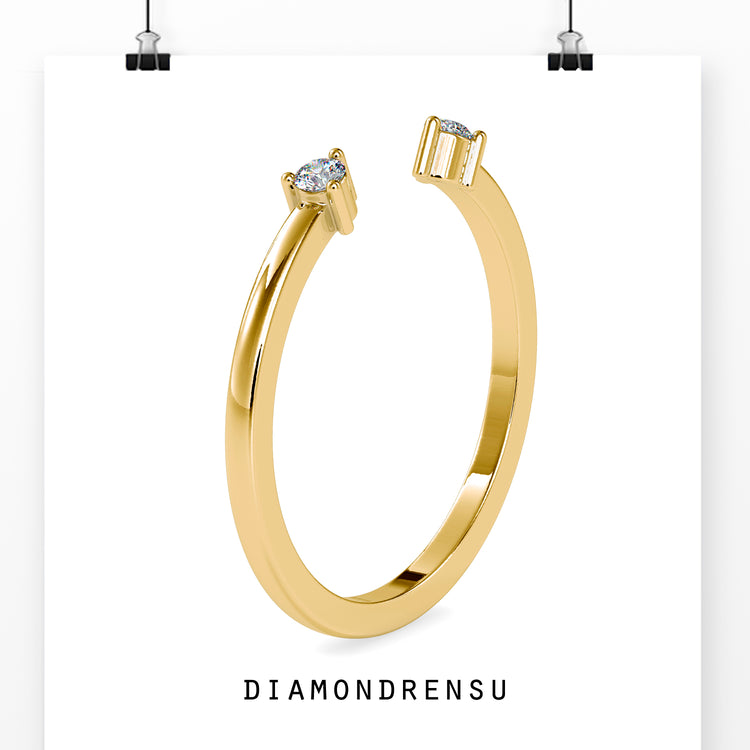 Unique marriage ring band in a cuff design with Lab Grown Diamond accents.