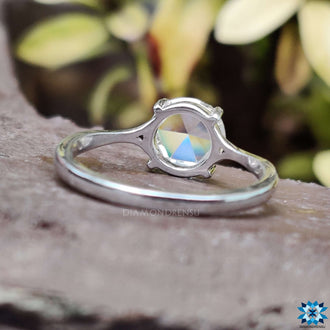 Rose cut moissanite ring showcasing a vintage-inspired charm.