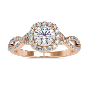 Twisted Engagement Ring with a pave setting and diamond accents.