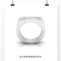 Mens gold wedding band with two stones, IGI certified diamonds.