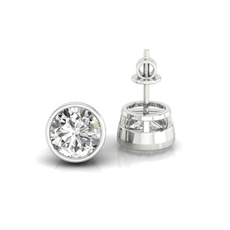 Round bezel diamond earrings, made with Lab Grown Diamond and IGI certified for quality.