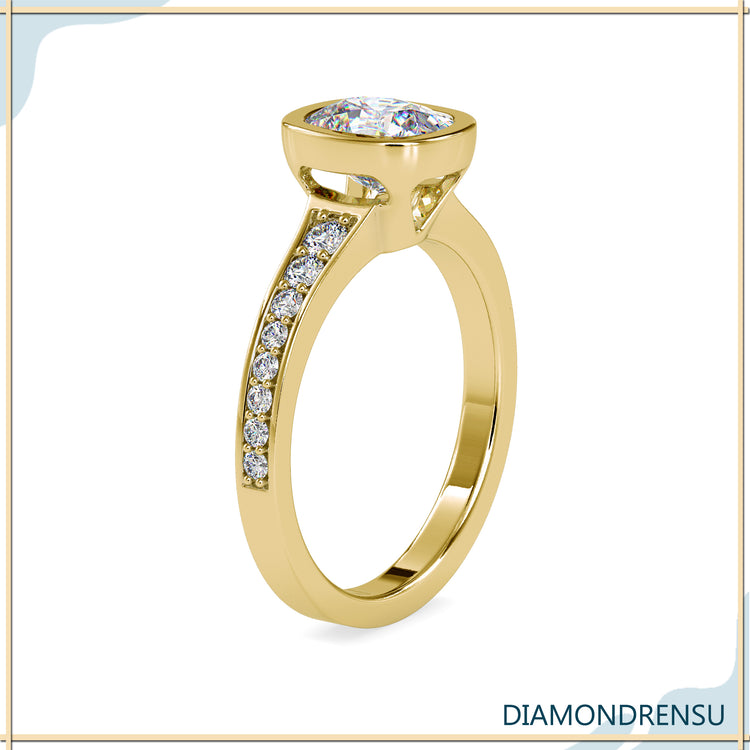 Elegant cushion cut engagement ring for a modern bride