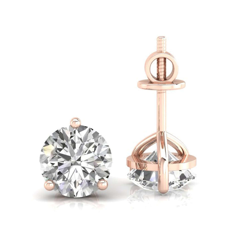 Dazzling diamond earrings round in a martini setting, ideal for formal occasions.