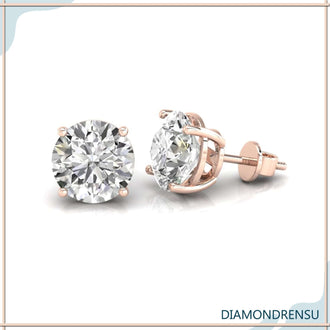 Dazzling round stud earrings crafted with IGI certified diamonds for quality assurance.