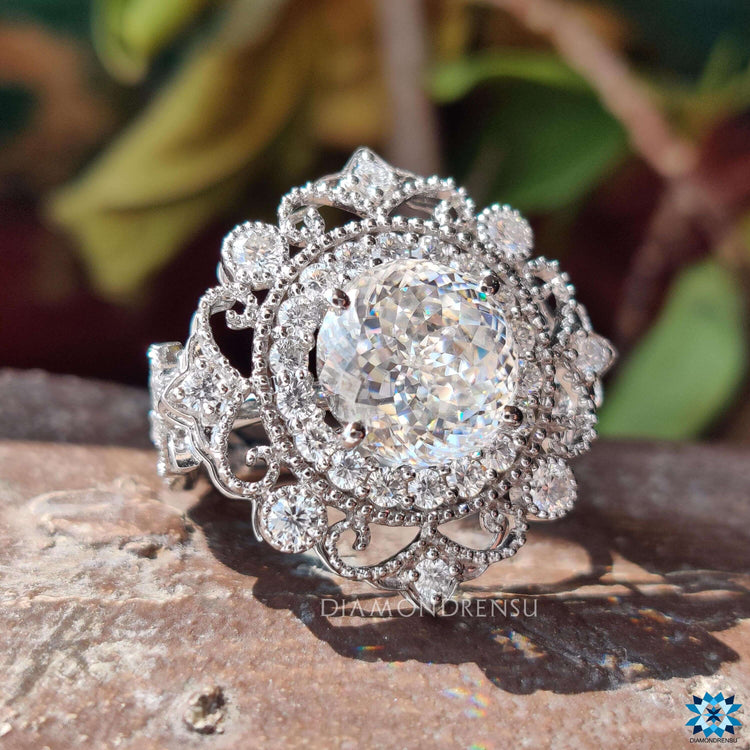 portuguese cut moissanite ring - diamondrensu