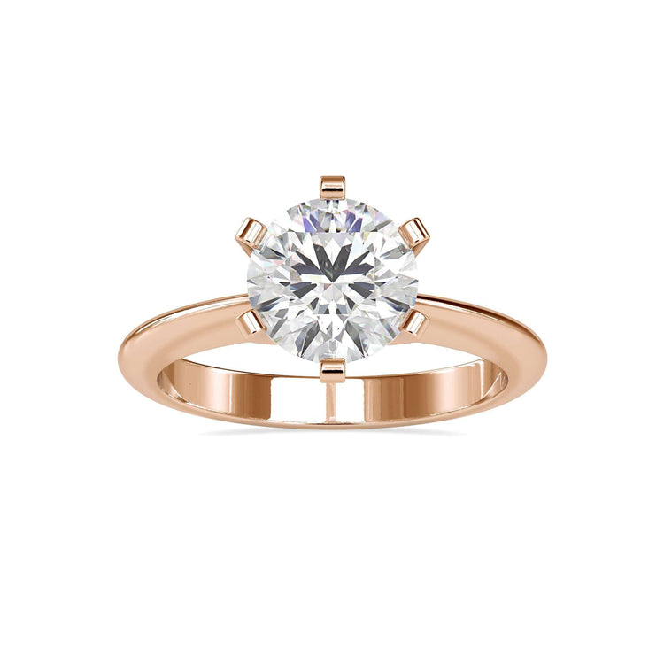 Handmade ring with round diamond in a six prong engagement setting