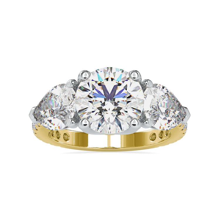 Cathedral setting engaement ring with lab grown diamonds.