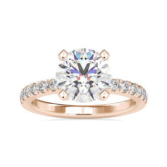 Lab grown diamond engagement ring featuring a brilliant round cut stone.