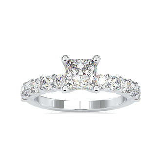 Elegant white gold princess cut diamond ring with a 4 prong setting for maximum brilliance.