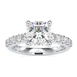 Oval cut diamond engagement ring in halo setting with lab-grown diamond