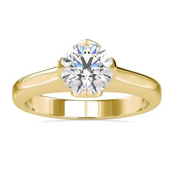Gold Solitaire Engagement Ring featuring a classic tulip setting for timeless elegance.