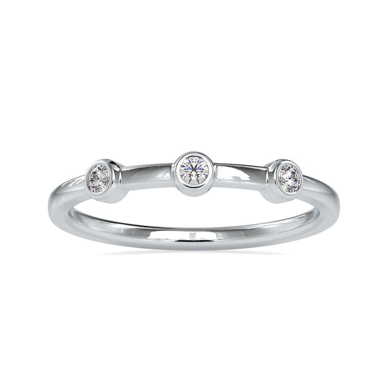 Bezel wedding band featuring a round diamond eternity band in gold