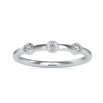 Bezel wedding band featuring a round diamond eternity band in gold