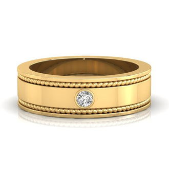 Man wedding band with double milgrain detail and high polish finish.