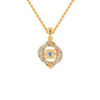 A round cut diamond pendant adds a classic, polished look.