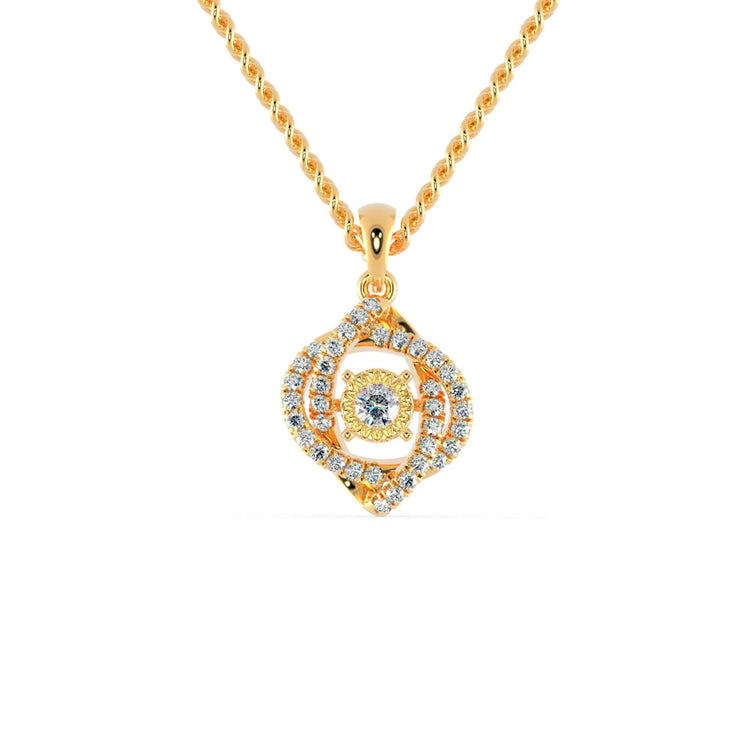 A round cut diamond pendant adds a classic, polished look.