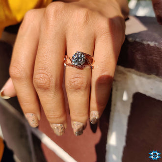 Elegant round moissanite engagement ring, designed for lasting brilliance.