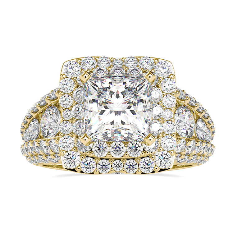 Princess cut diamond engagement ring halo featuring timeless elegance and sparkle.